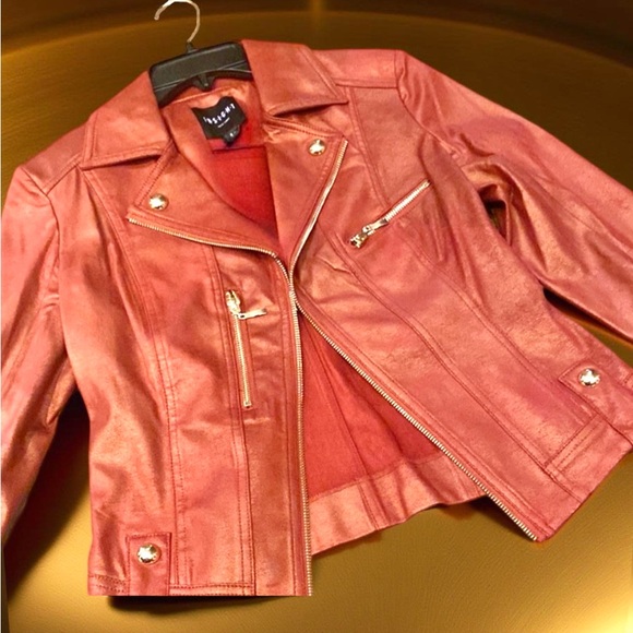 NWOT | Women’s✨Insight New York✨Liquid Cherry Metallic Moto Jacket - Picture 9 of 16